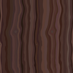 Dark brown wooden surface striped of fiber. Natural red wenge pattern, wood texture, seamless background. Vector illustration