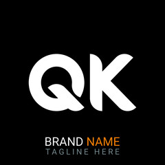 Qk Letter Logo design. black background.
