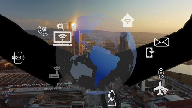 Business and communication network concept. IoT Internet of Things. High quality 4k footage