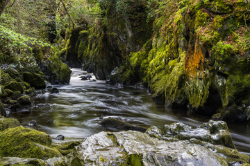 Fairy Glen at Betws y Coed, Snowdonia, Wales, wide angle, slow shutter