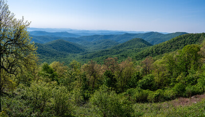 Fototapeta na wymiar Springtime Appalachian Mountain View Along the Blue Ridge Parkway