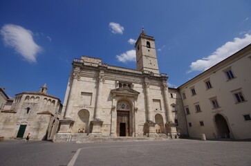 Fototapeta na wymiar It dominates the historic center of Ascoli Piceno framing Piazza Arringo: it is the Cathedral, named after the first bishop of Ascoli Piceno, S. Emidio