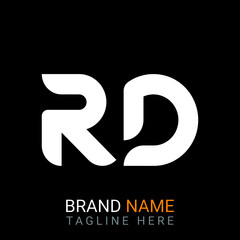 Rd Letter Logo design. black background.