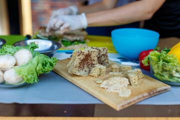 eco bread with sesame seeds, vegetarian bread