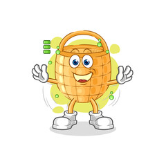 basket full battery character. cartoon mascot vector