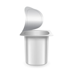 Yogurt in white plastic cup illustation, realistic style, vector format