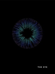 The pupil of the eye, in purple blue and light blue colors