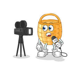 basket tv reporter cartoon. cartoon mascot vector