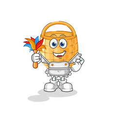 basket maid mascot. cartoon vector