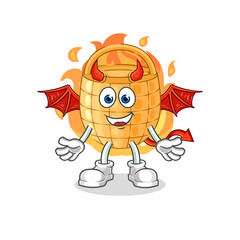 basket demon with wings character. cartoon mascot vector