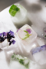 Ice cubes with flowers