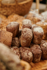 Freshly baked bread on the counter in a bakery