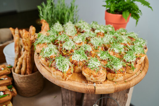 Cinnabon with cheese and wheat sprouts, buns on display