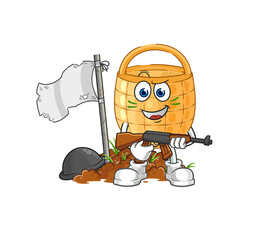 basket army character. cartoon mascot vector