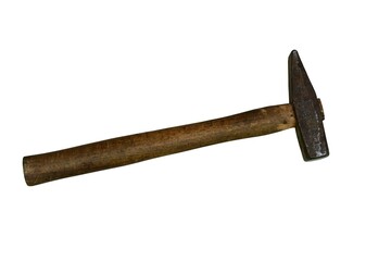 old hammer isolated on white background