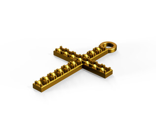 Gold Christian cross 3d render