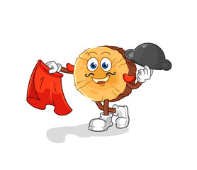 Fototapeta premium round log matador with red cloth illustration. character vector