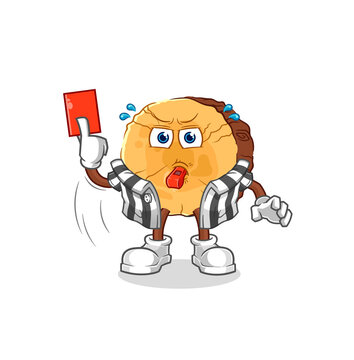 round log referee with red card illustration. character vector