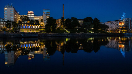 Fototapeta na wymiar nightscape of hammarby sjöstad in stockholm