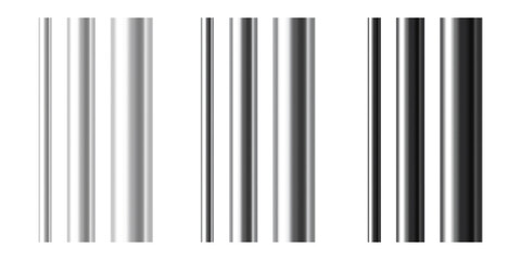 A set of steel and aluminium pipes of various diameters. Realistic vector illustration isolated on transparent background