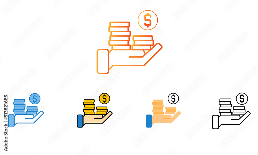 Poster money in hand icon vector. simple money in hand sign in modern design style for web site and mobile 