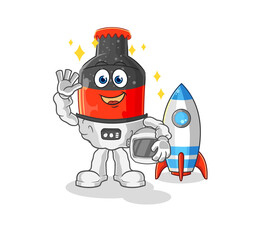 cola astronaut waving character. cartoon mascot vector