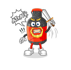 cola knights attack with sword. cartoon mascot vector