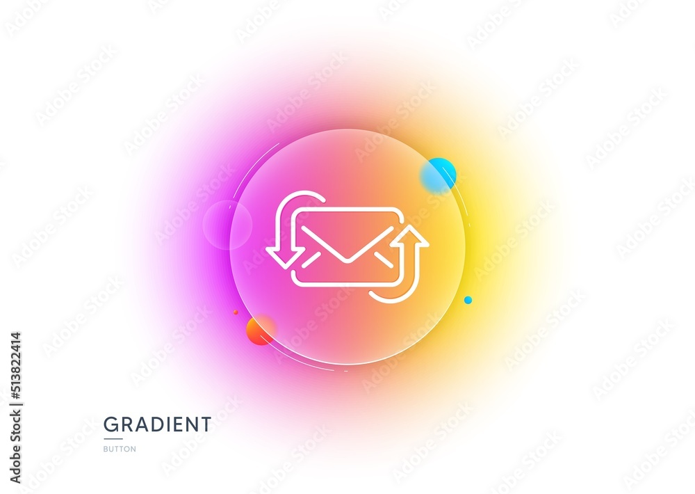 Poster refresh mail line icon. gradient blur button with glassmorphism. new messages correspondence sign. e