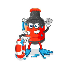 cola swimmer with buoy mascot. cartoon vector