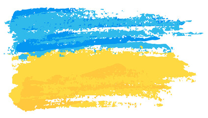 National flag of Ukraine. Grunge brush stroke style. Watercolor painting. Government symbol, poster, banner of Ukraine. Vector isolated on white background