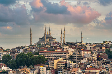 Fototapeta premium Hagia Sophia at sunset, the former cathedral and Ottoman Mosque in Istambul, Turkey
