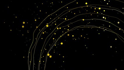 Abstract golden wavy lines and shiny dots on black background. Seamless looping luxury motion design. Video animation Ultra HD 4K 3840x2160