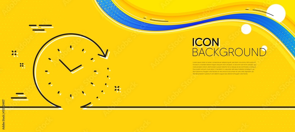 Poster time change line icon. abstract yellow background. clock sign. watch symbol. minimal time change lin