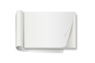 White tear off notebook or calendar on white. 3d realistic mockup of blank paper book for tearing. Template office stationery for presentation, advertising, website, apps, banner layout. Vector