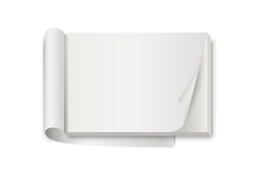 White Tear Off Notebook Or Calendar On White. 3d Realistic Mockup Of Blank Paper Book For Tearing. Template Office Stationery For Presentation, Advertising, Website, Apps, Banner Layout. Vector