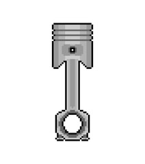 Engine piston pixel art. 8 bit motorcycle pistons icon. pixel art Vector illustration