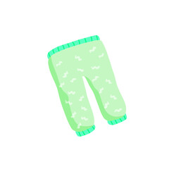 Baby pants. Infant clothes and pajamas with pattern. Cartoon illustration