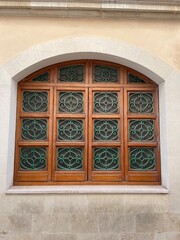 wooden window in a wall