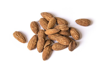 almonds lie on a white background