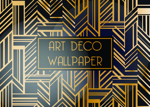 Art Deco design geometric wallpaper.Vector Getsby template.