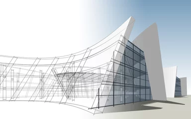 Foto op Plexiglas Modern architecture 3d illustration © Yurii Andreichyn