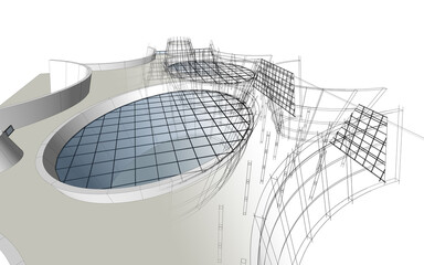 Modern architecture 3d illustration