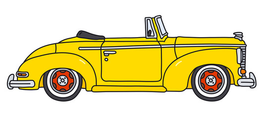 The vectorized hand drawing of an old yellow convertible - 513832663