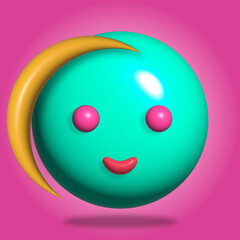 smiles smile emoji ball 3D illustration moon happy moon 