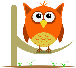 Professional owl bird design sitting on a tree branch on a white background