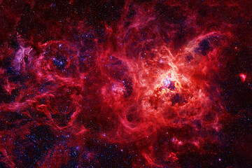 Red, beautiful space nebula. Elements of this image furnished by NASA