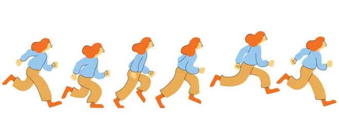 Fotobehang Character running animation frame sequence loop vector illustration © Rachel