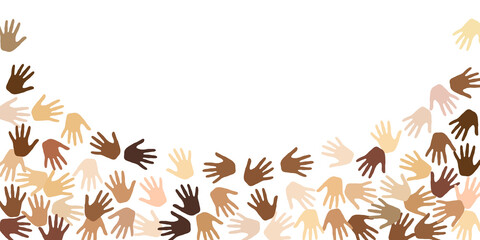 Human hands of various skin tone vector illustration. Elections concept.