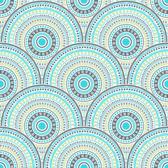 Ethnic circle shapes seamless geometric pattern.