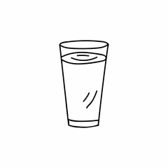 Glass of milk doodle illustration in vector. Doodle glass of water in vector isolated on white backgroun. Hand drawn glass of milk in vector isolated on white background.